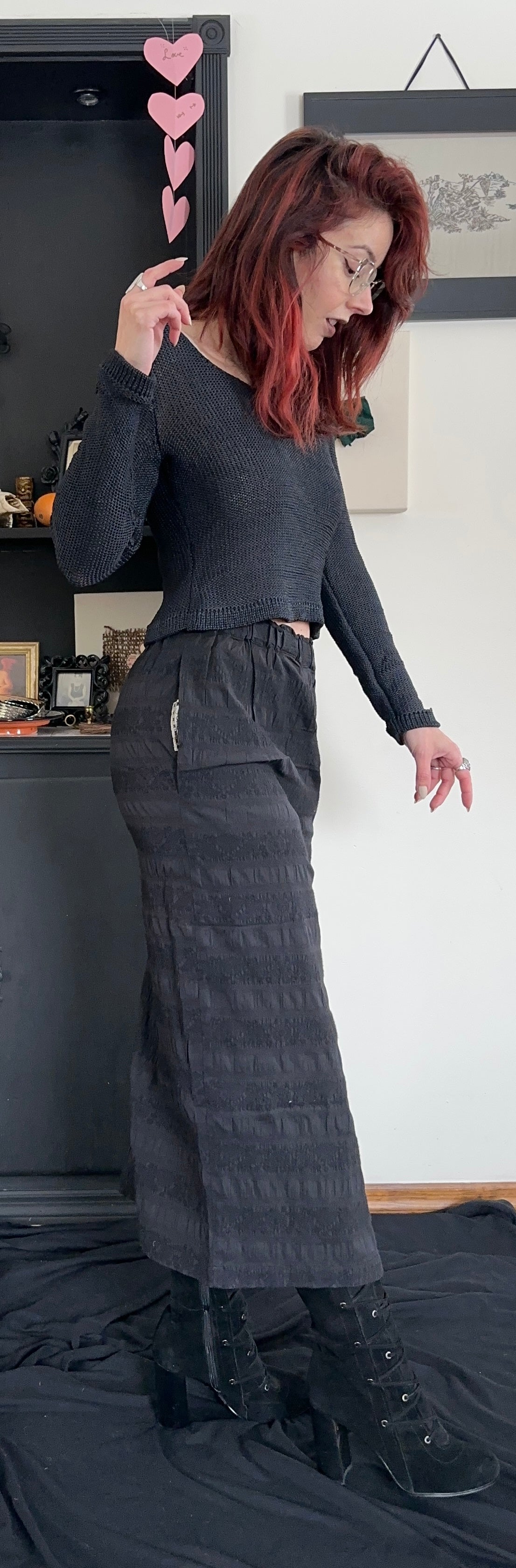 Vintage Faux Wrap Goth Maxi Skirt