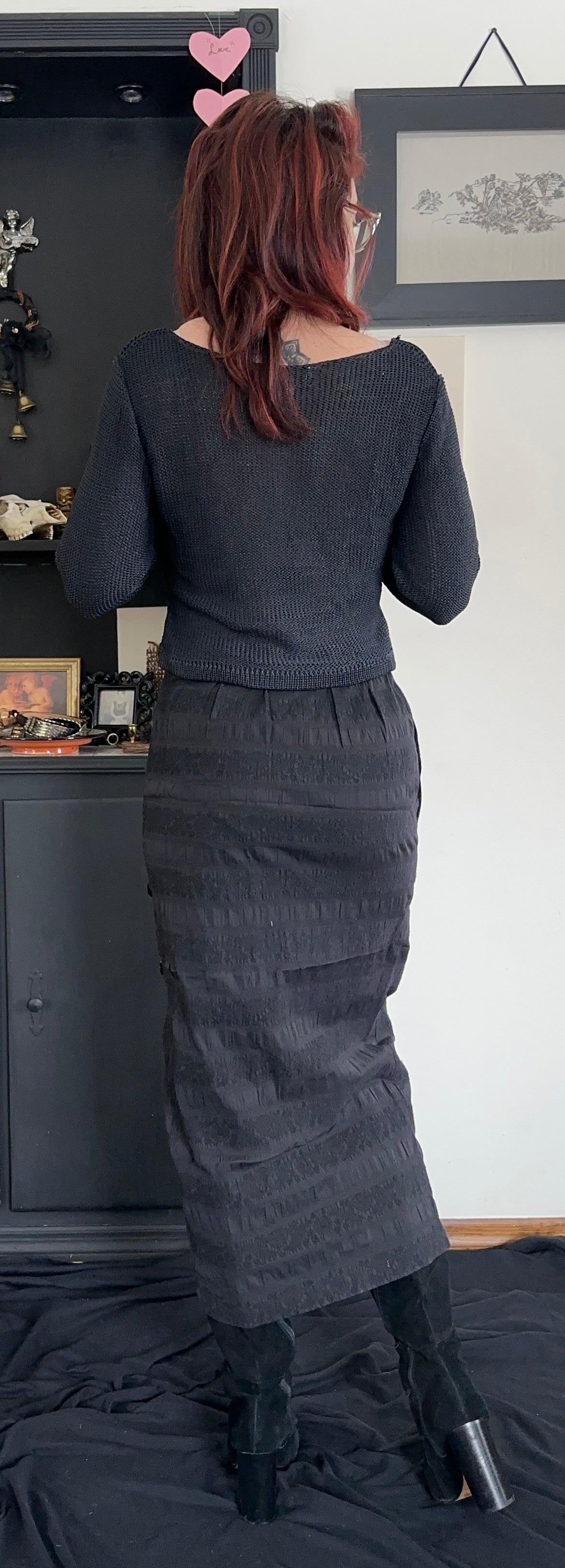 Vintage Faux Wrap Goth Maxi Skirt