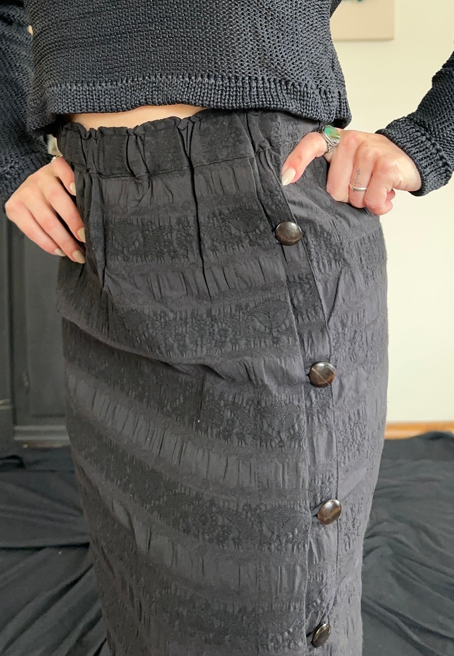 Vintage Faux Wrap Goth Maxi Skirt