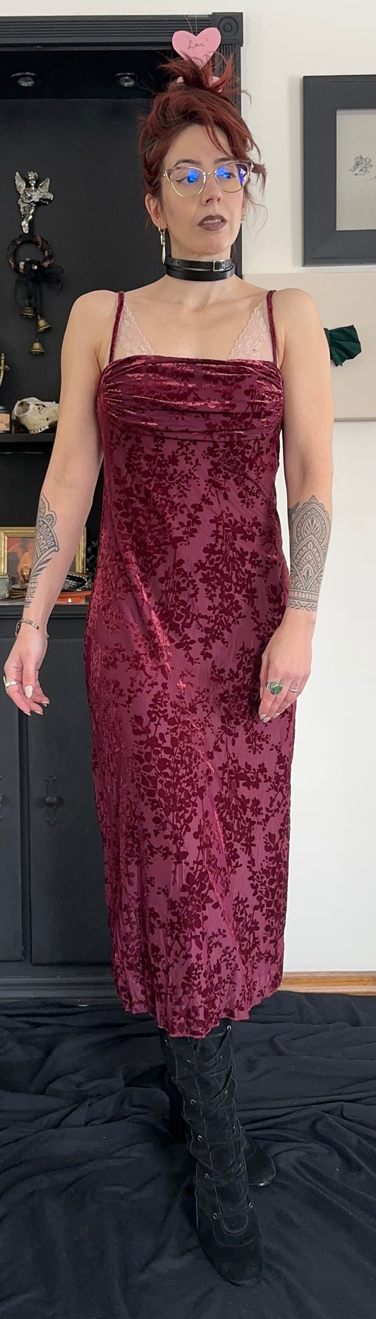 90s Burnout Velvet Dress S-M