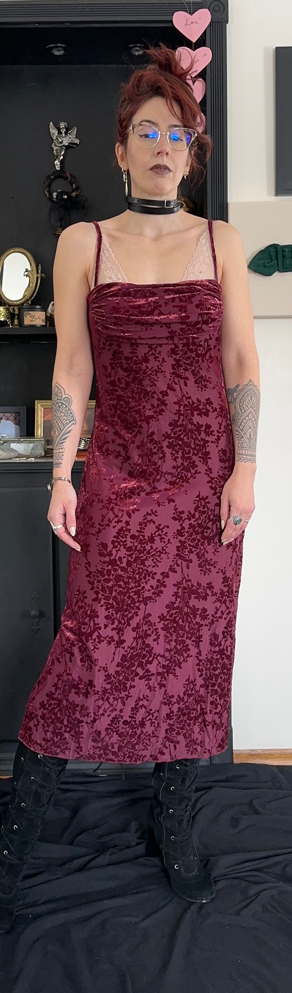 90s Burnout Velvet Dress S-M