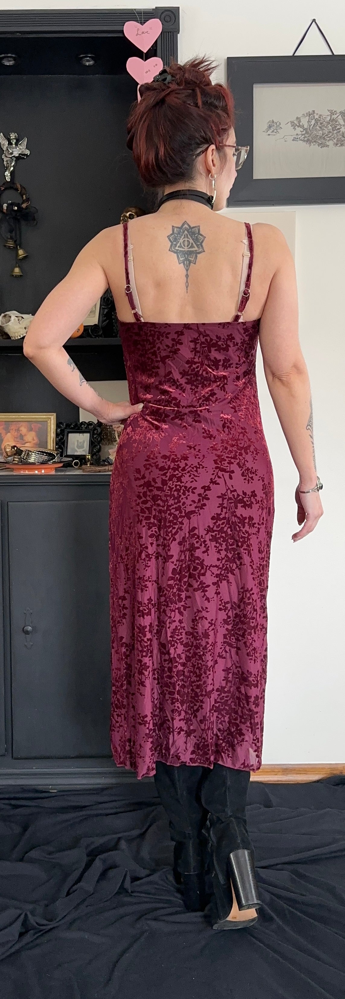 90s Burnout Velvet Dress S-M