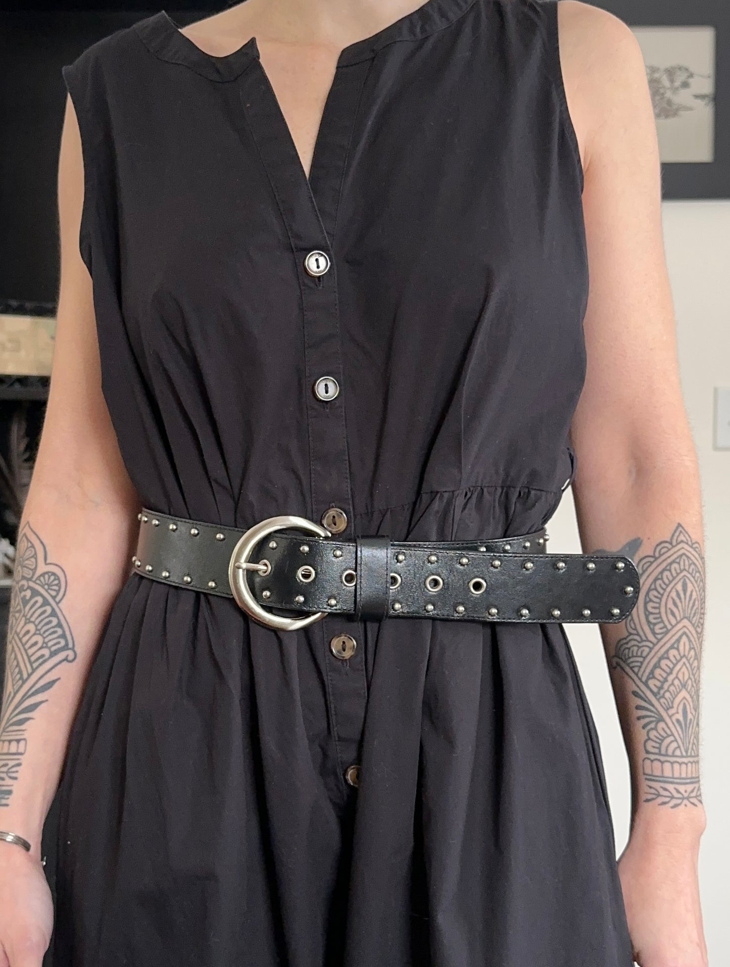 Leather Studded Belt 29" - 35"