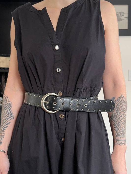 Leather Studded Belt 29" - 35"