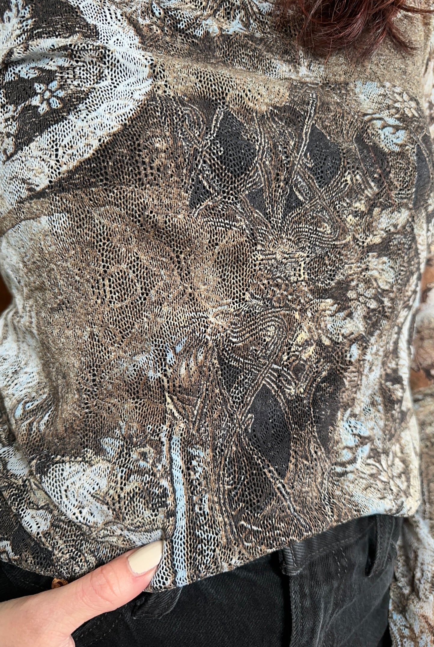 90s Print Mesh Top M
