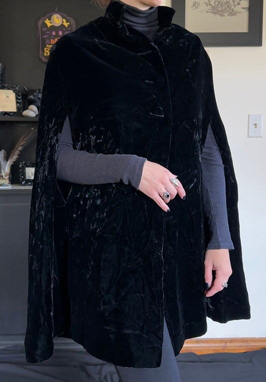 Vintage Black Velvet Cape XS-L