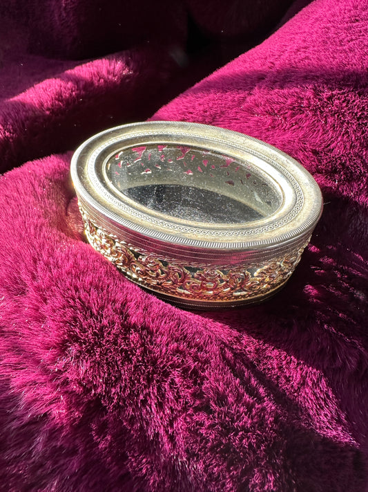 Vintage Silverplate Oval Trinket Box