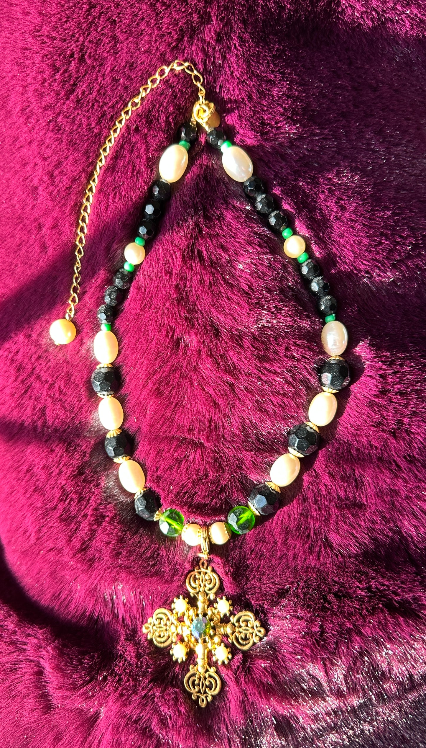 Sarah Coventry Beaded Cross Necklace