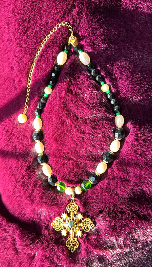 Sarah Coventry Beaded Cross Necklace