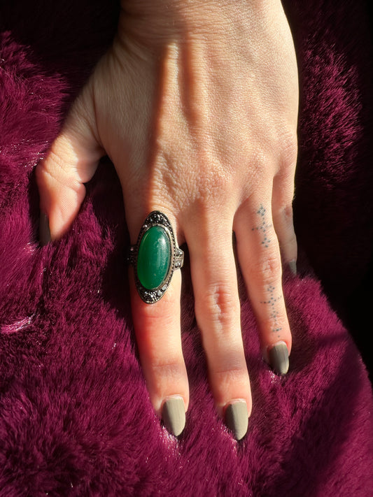 Copper, Silver & Green Witch Ring SZ 7.5