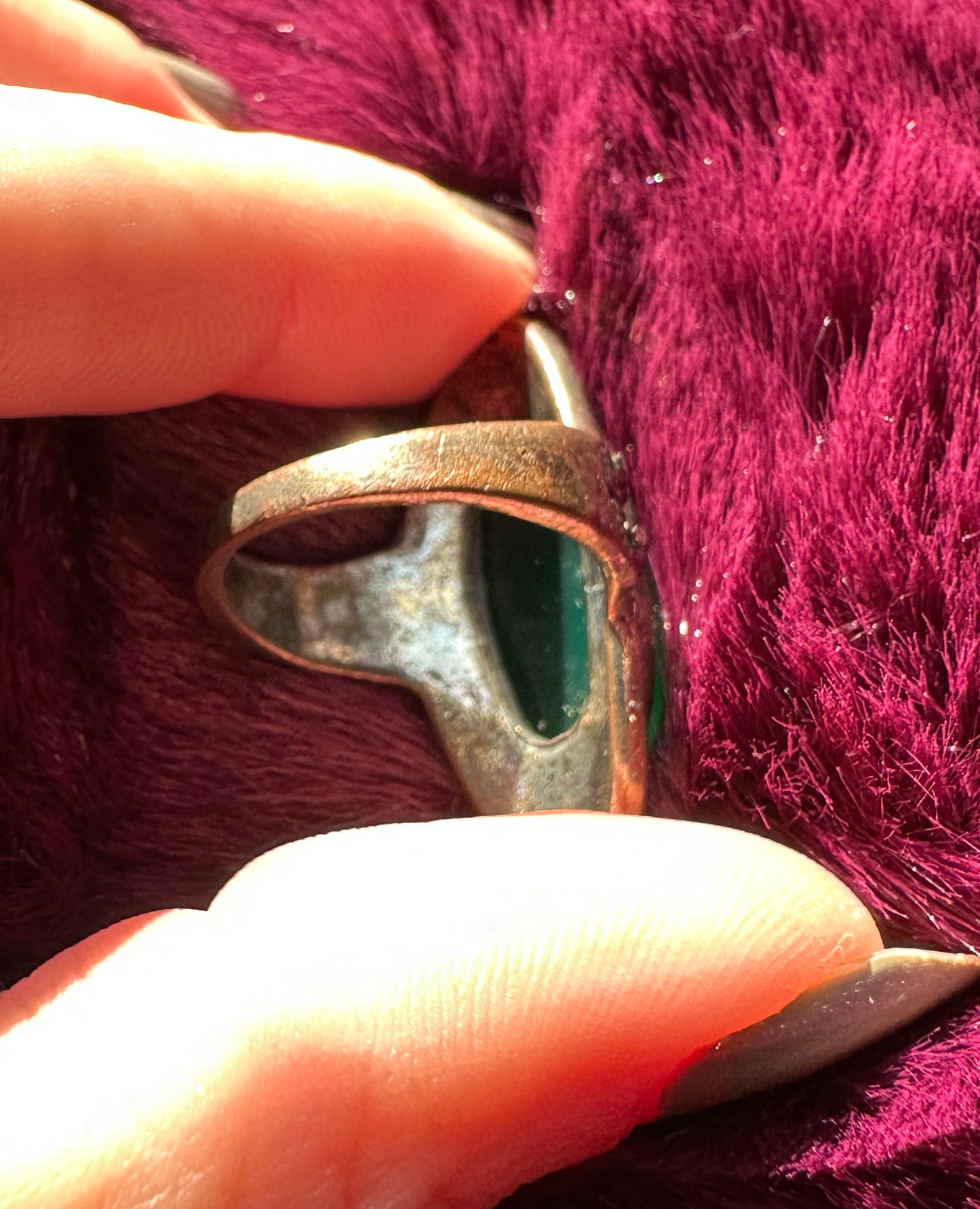 Copper, Silver & Green Witch Ring SZ 7.5