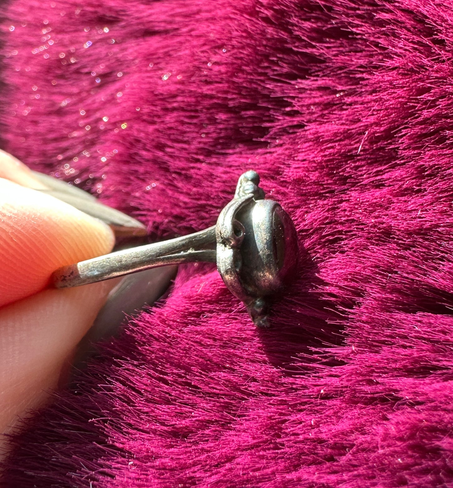 Garnet & Silver Bohemian Ring SZ 5