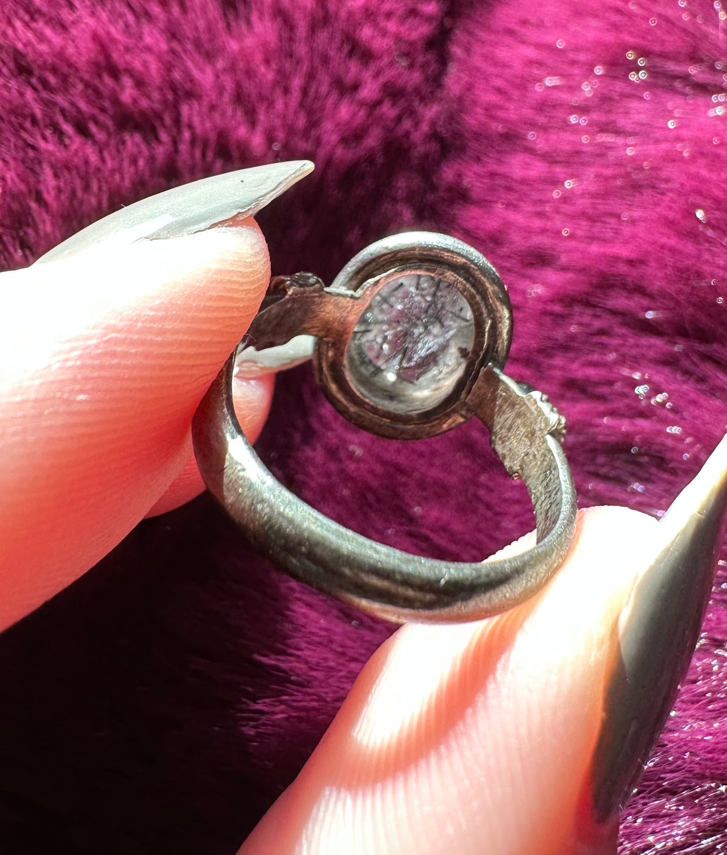 Silver & Tourmaline in Quartz Ring SZ 7