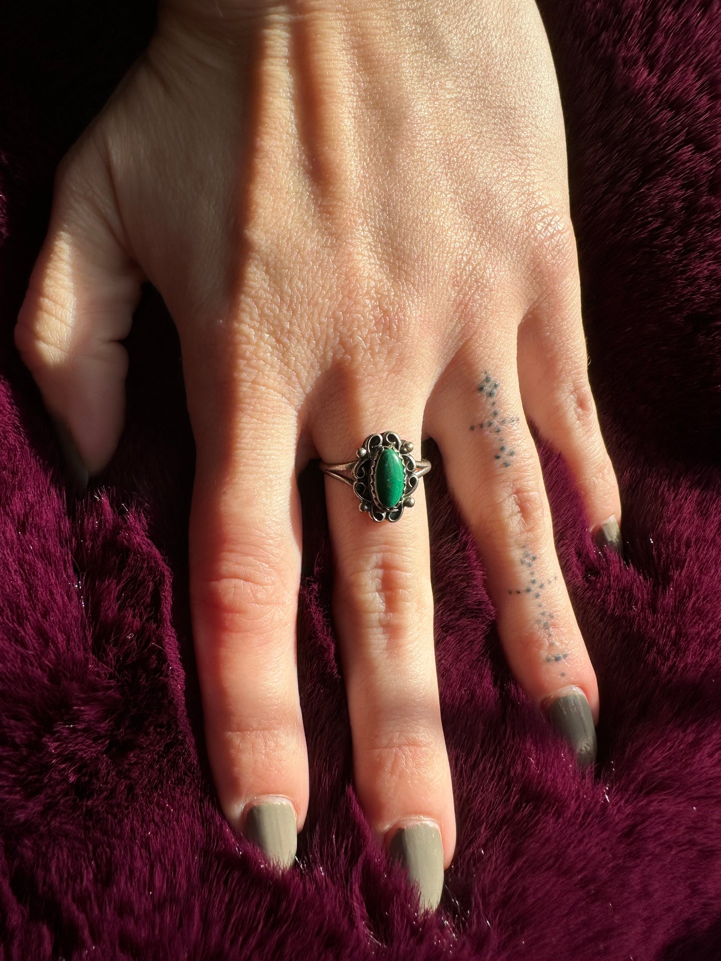 Silver & Malachite Ring SZ 6.75