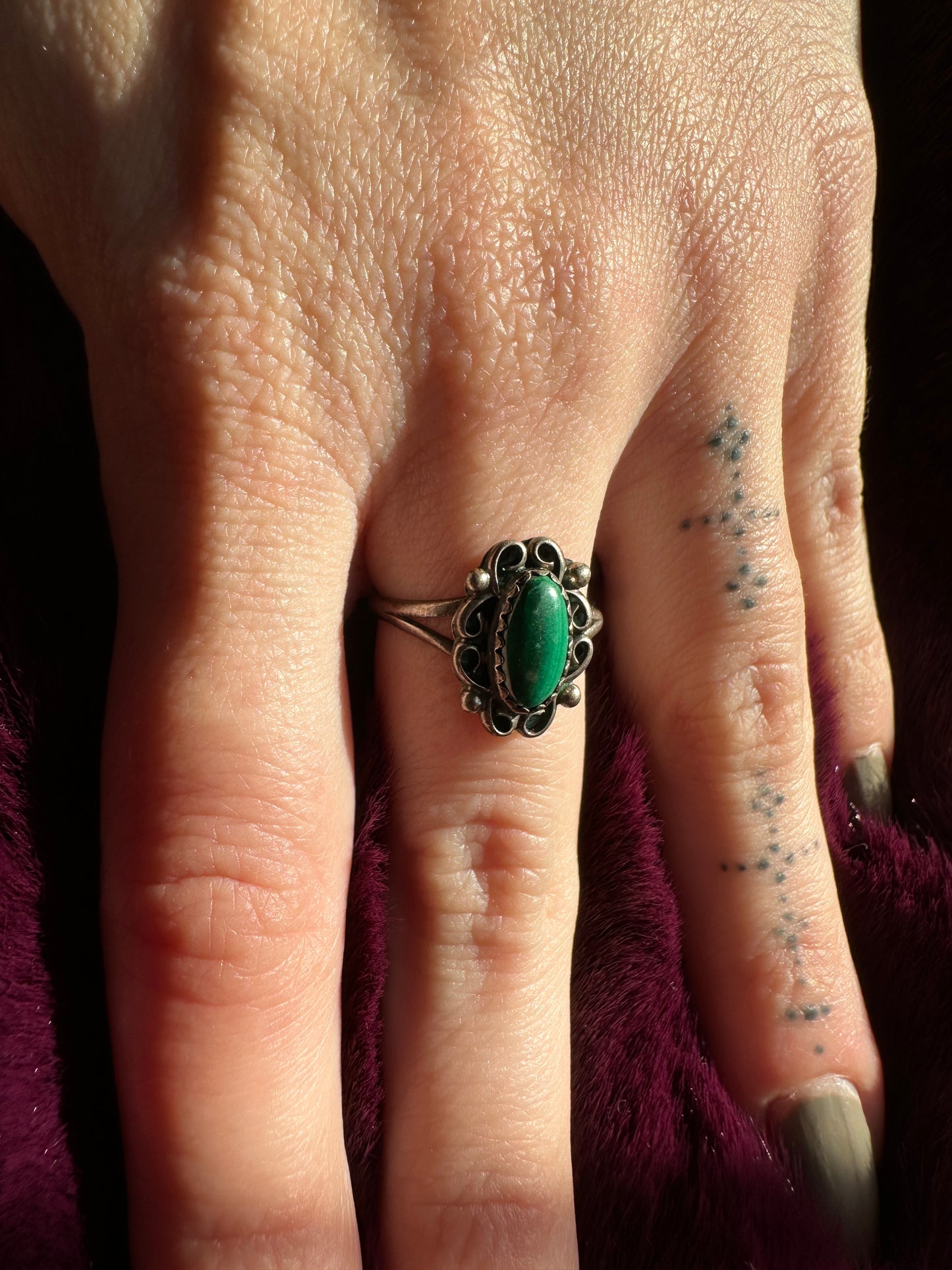 Silver & Malachite Ring SZ 6.75