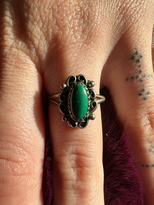 Silver & Malachite Ring SZ 6.75