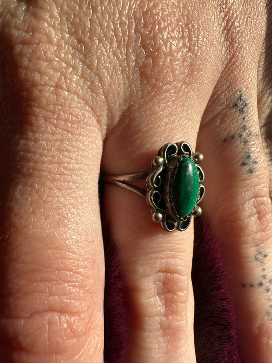 Silver & Malachite Ring SZ 6.75