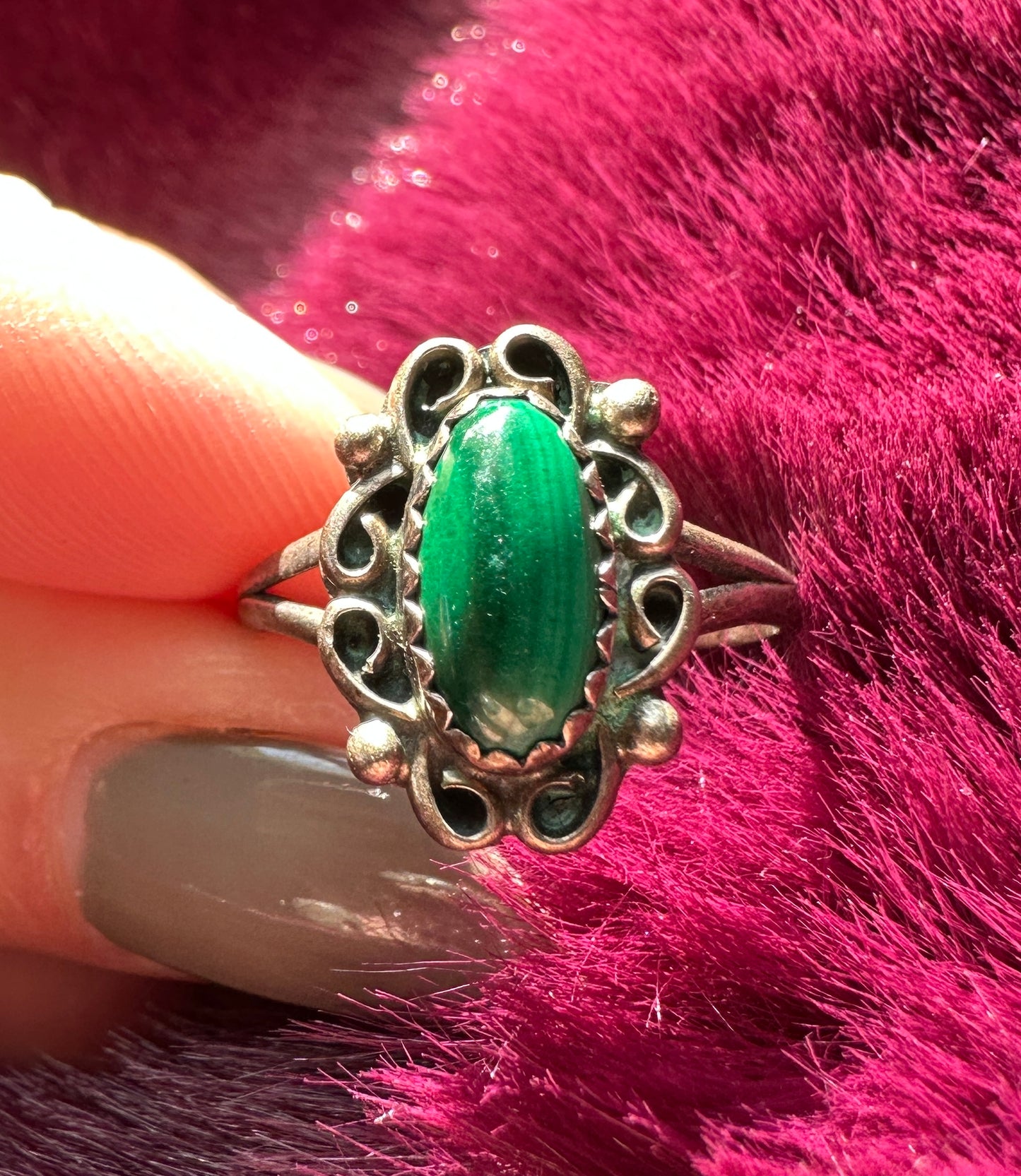 Silver & Malachite Ring SZ 6.75