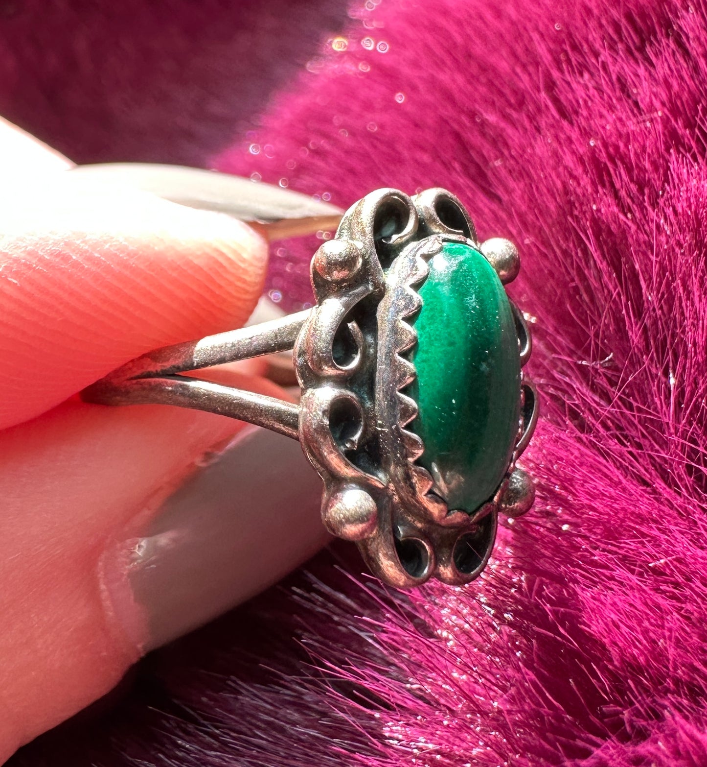 Silver & Malachite Ring SZ 6.75
