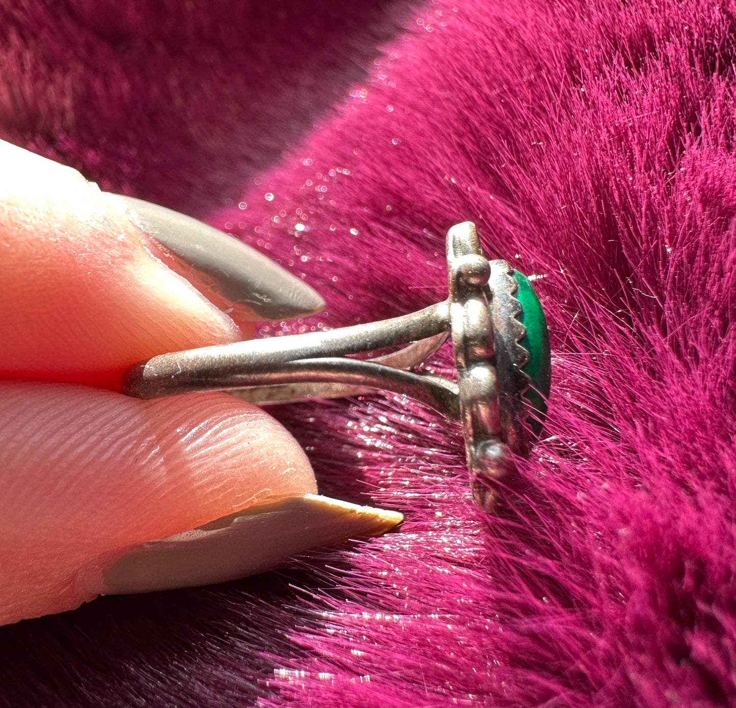 Silver & Malachite Ring SZ 6.75