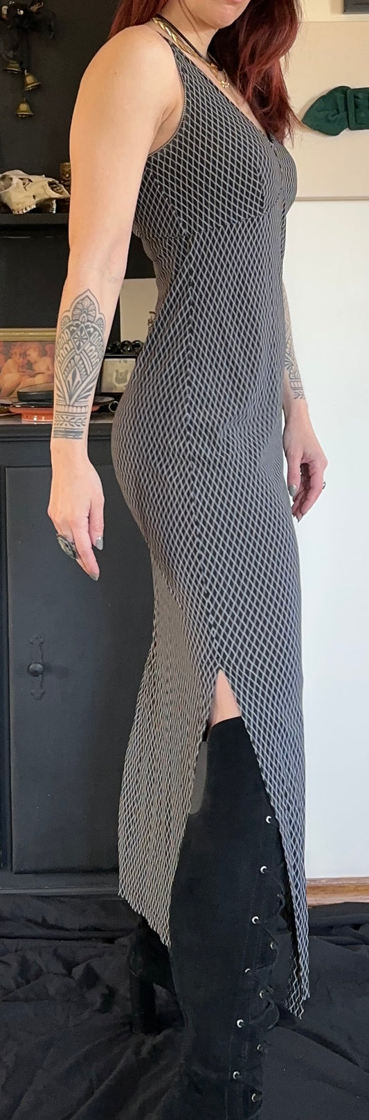 90s Esprit Fitted Mesh Dress XS