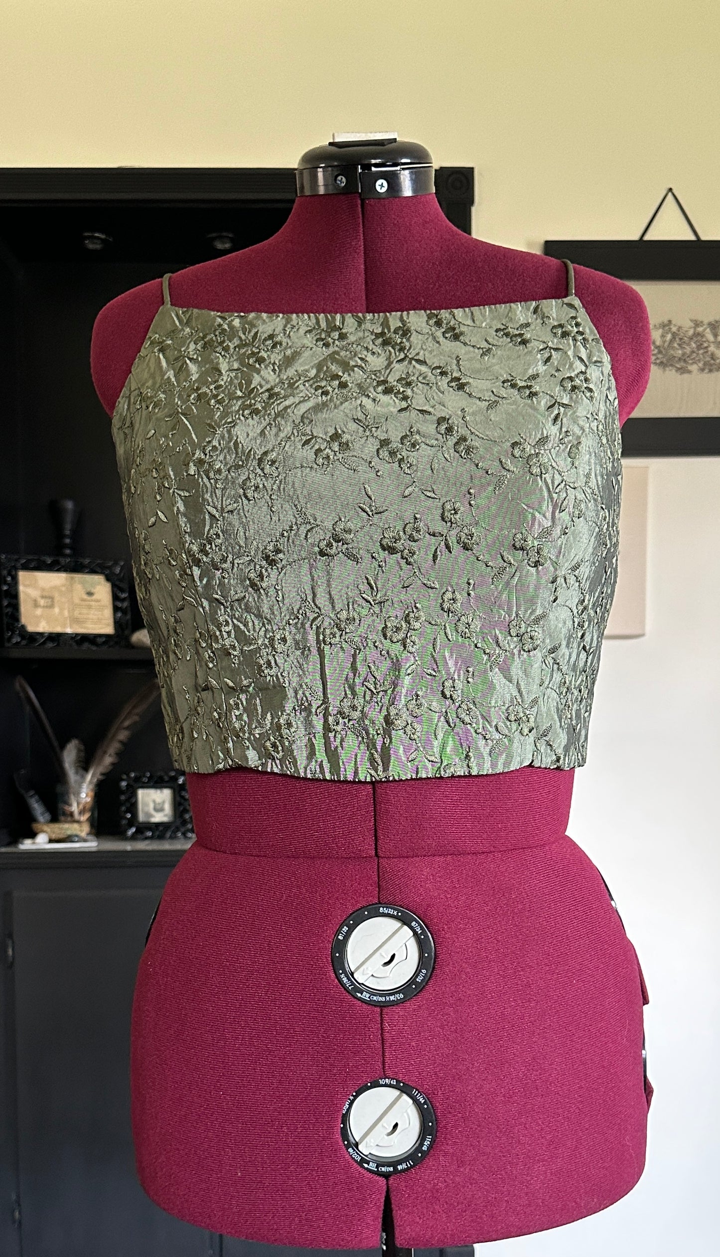 Vintage Cropped Embroidered Bodice Top SZ 12