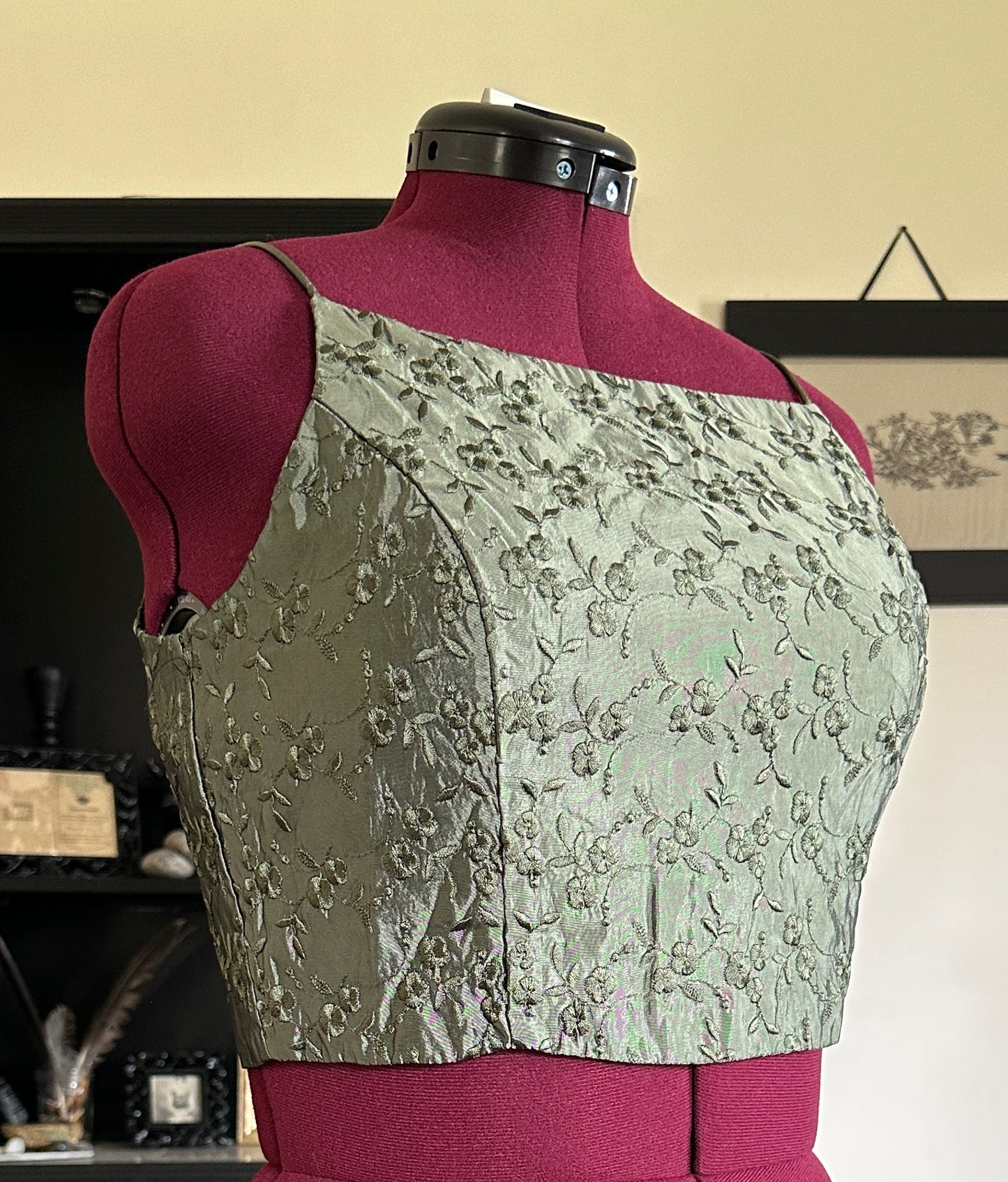 Vintage Cropped Embroidered Bodice Top SZ 12