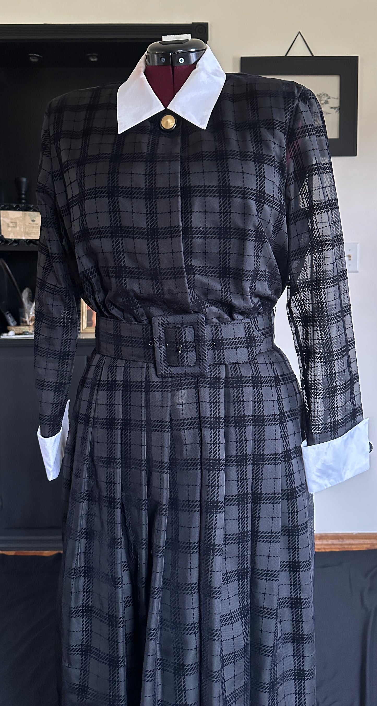 Vintage 80s Plaid Wednesday Dress SZ 14