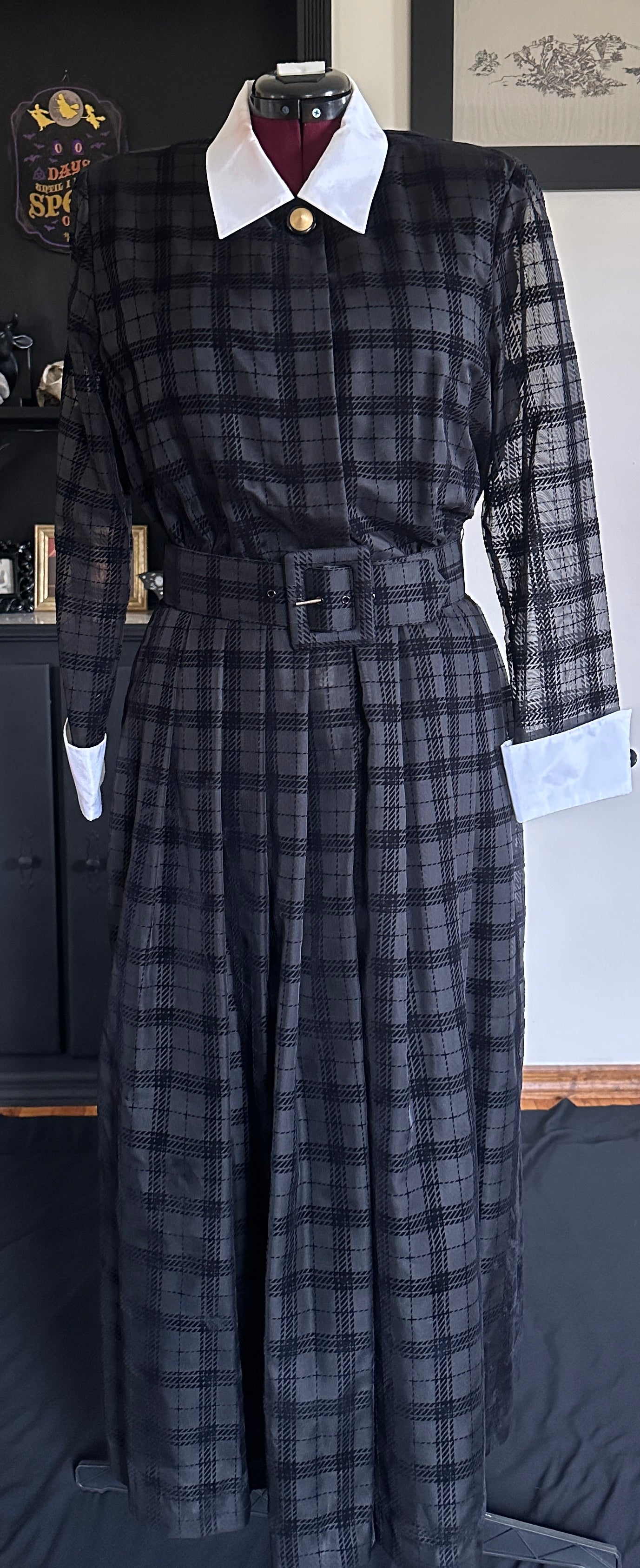 Vintage 80s Plaid Wednesday Dress SZ 14