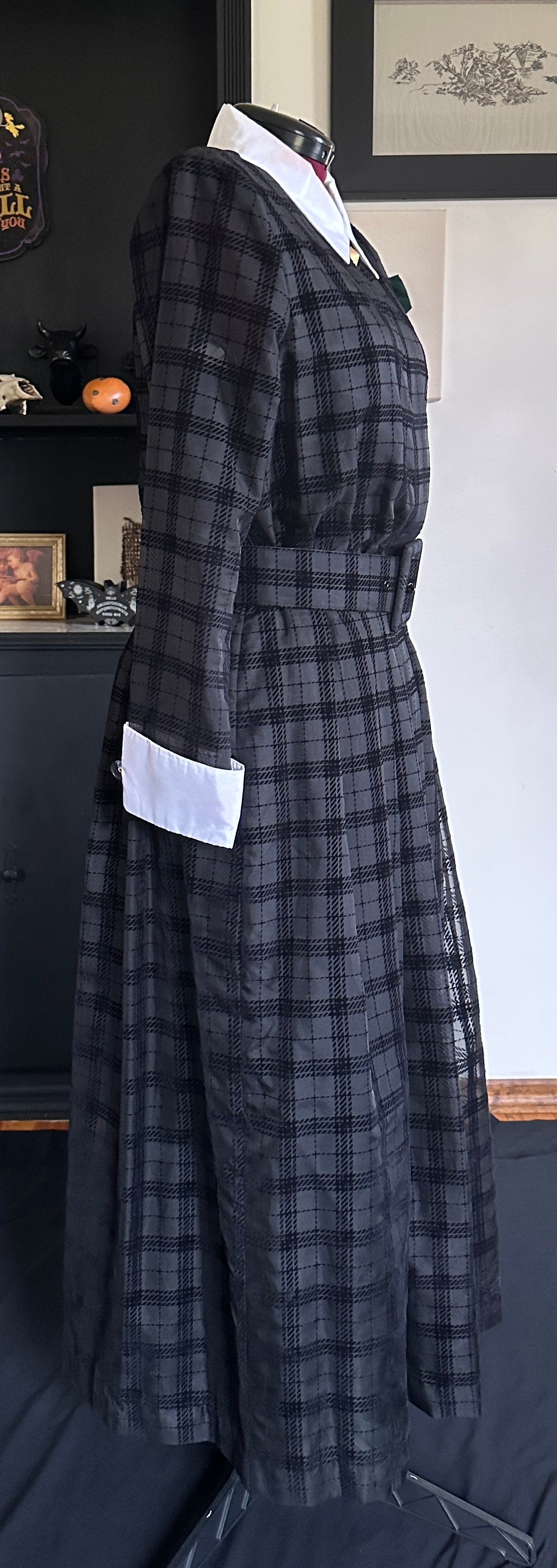 Vintage 80s Plaid Wednesday Dress SZ 14