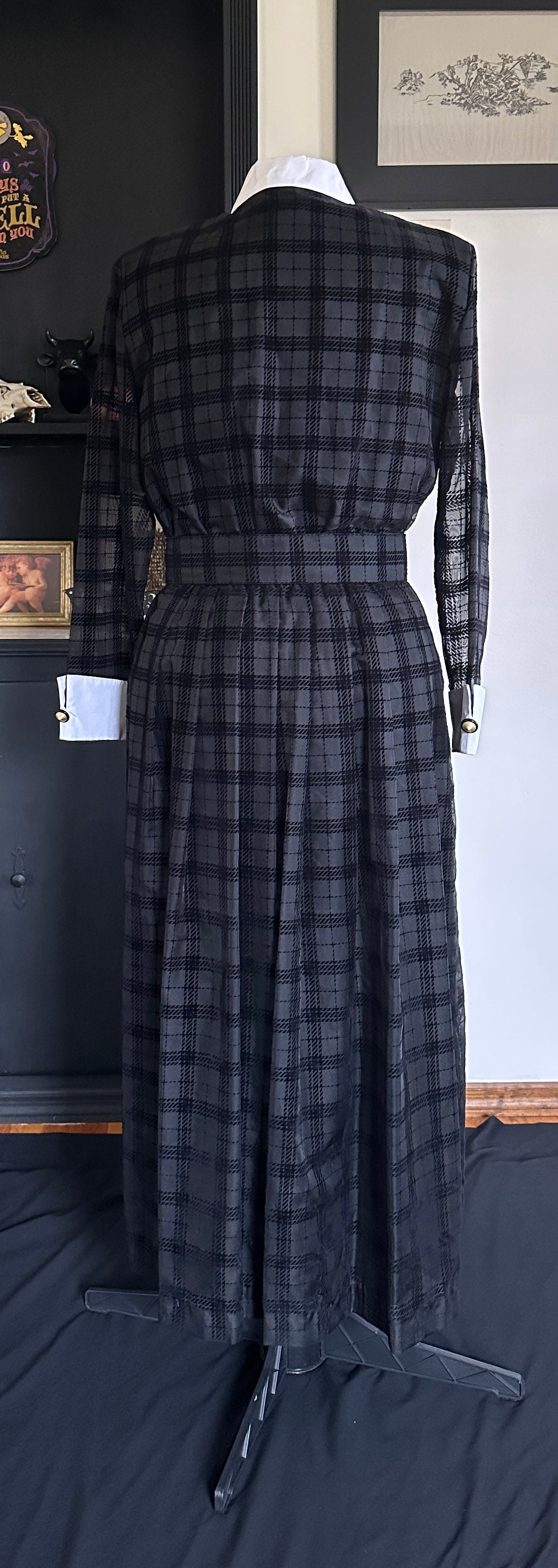 Vintage 80s Plaid Wednesday Dress SZ 14