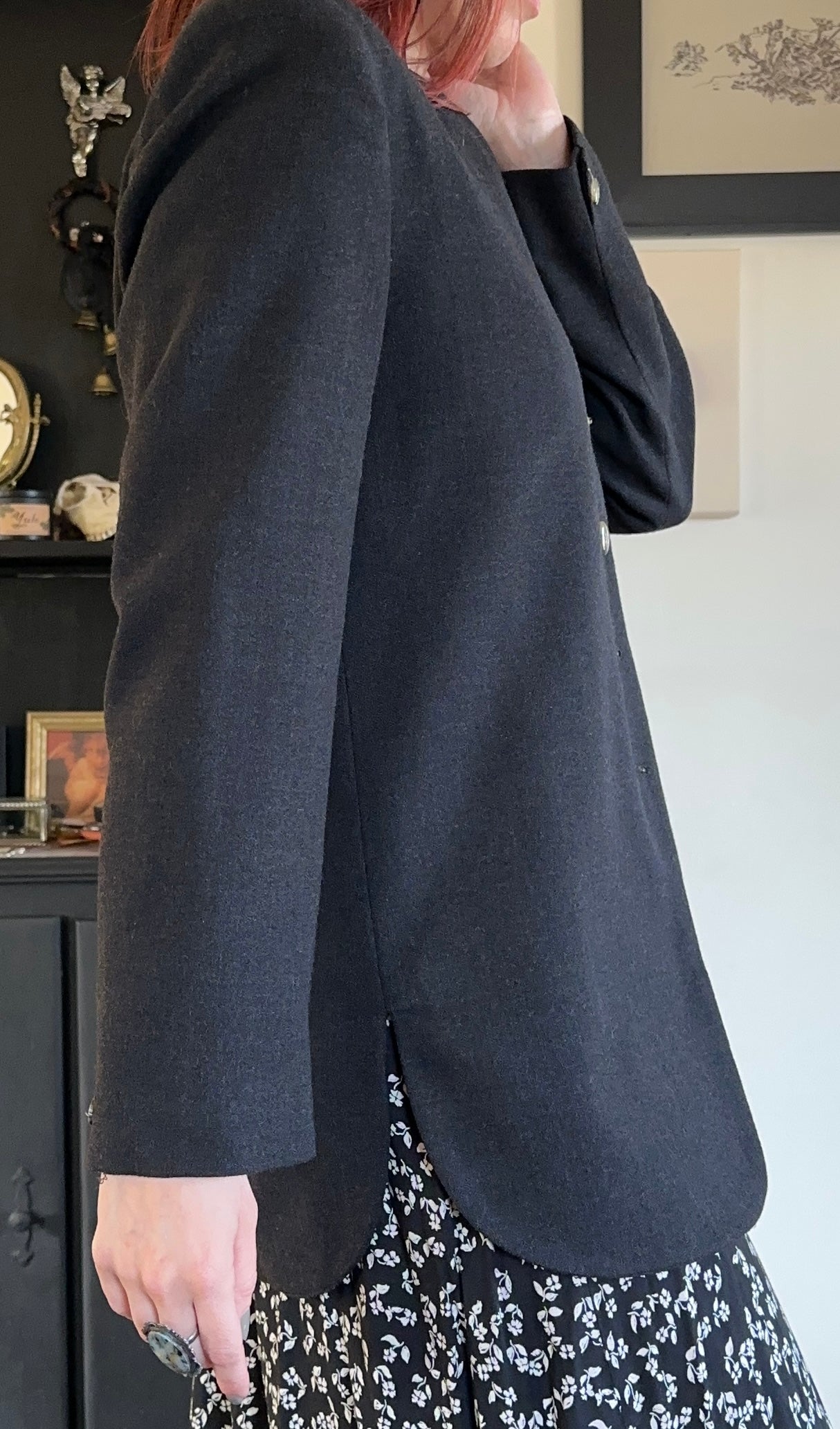 Vintage Collarless Wool Blazer M/L