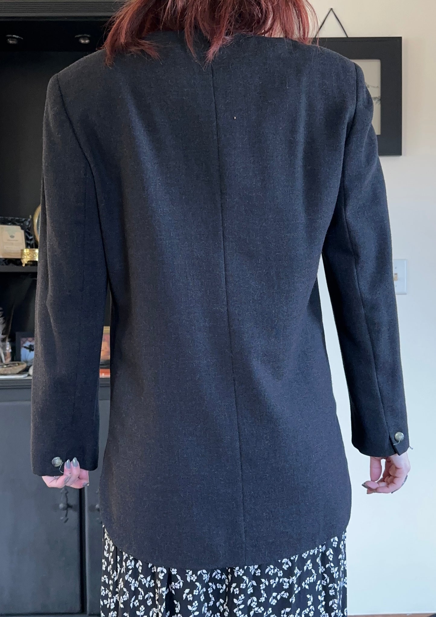 Vintage Collarless Wool Blazer M/L