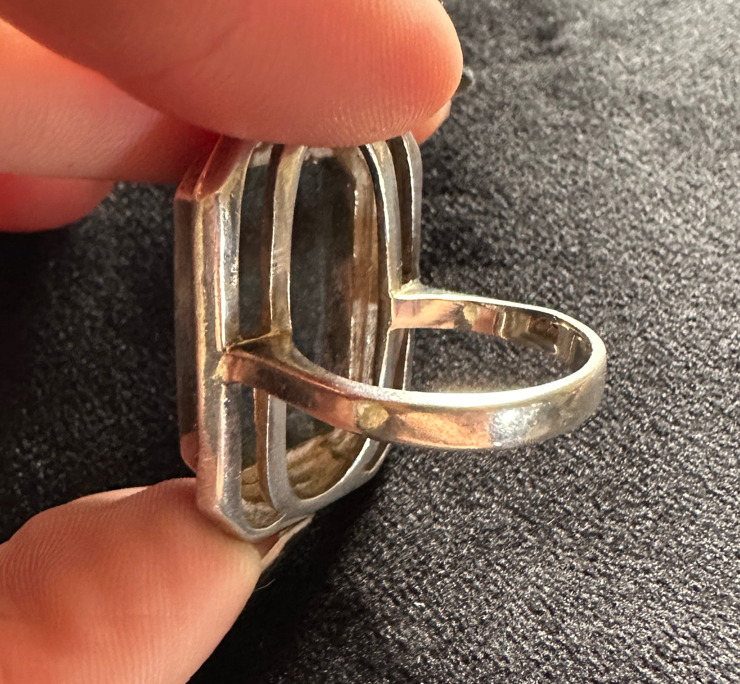 Art Deco Sterling Silver Onyx Statement Ring SZ 6.75 - 7