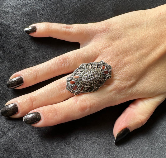 Vintage Sterling Silver Statement Ring SZ 7.5 - 7.75