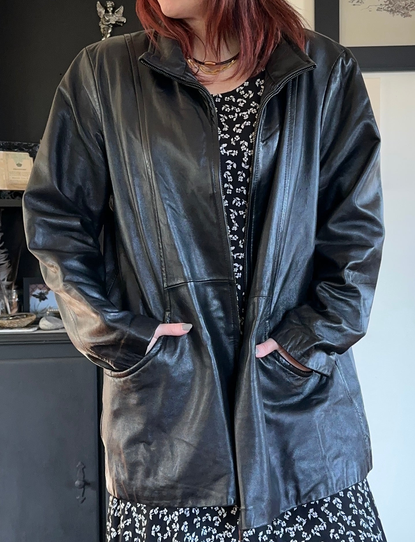 90s Zippered Leather Jacket