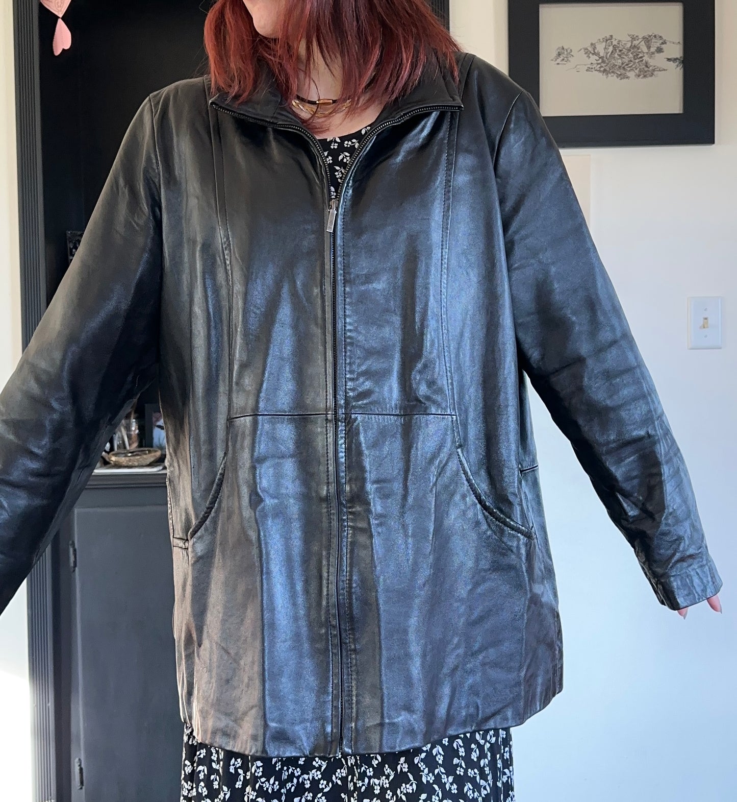 90s Zippered Leather Jacket