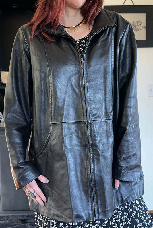 90s Zippered Leather Jacket