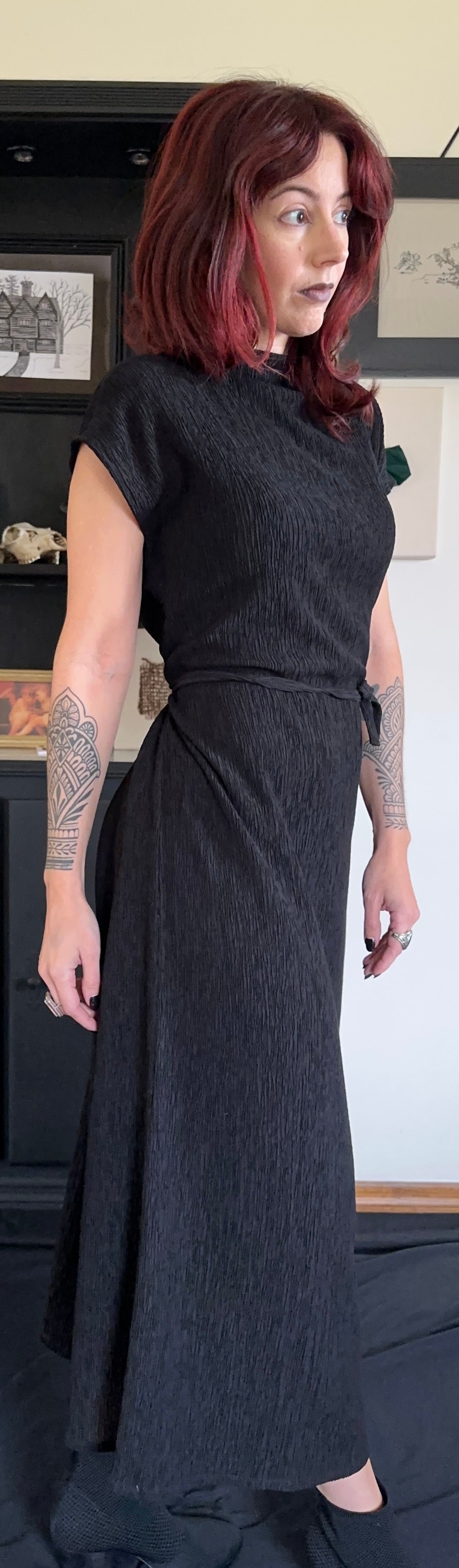 Eileen Fisher Crinkle Midi Dress XS