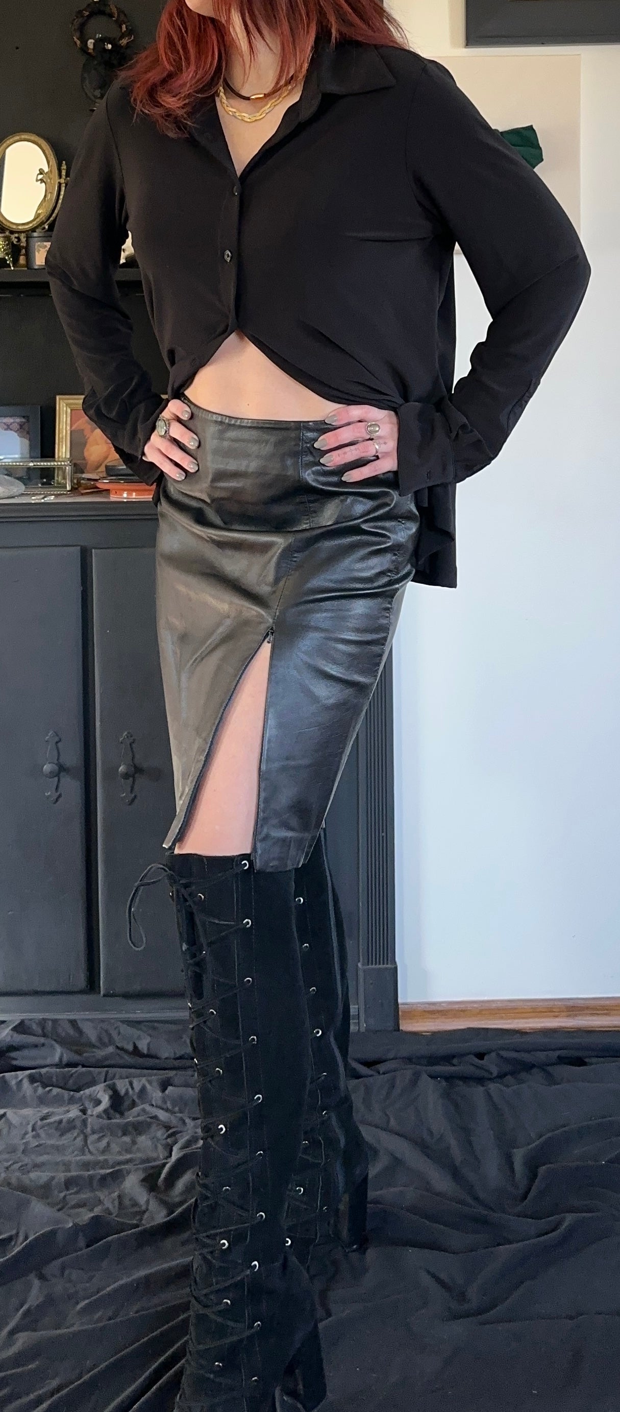 90s Express Genuine Leather Skirt