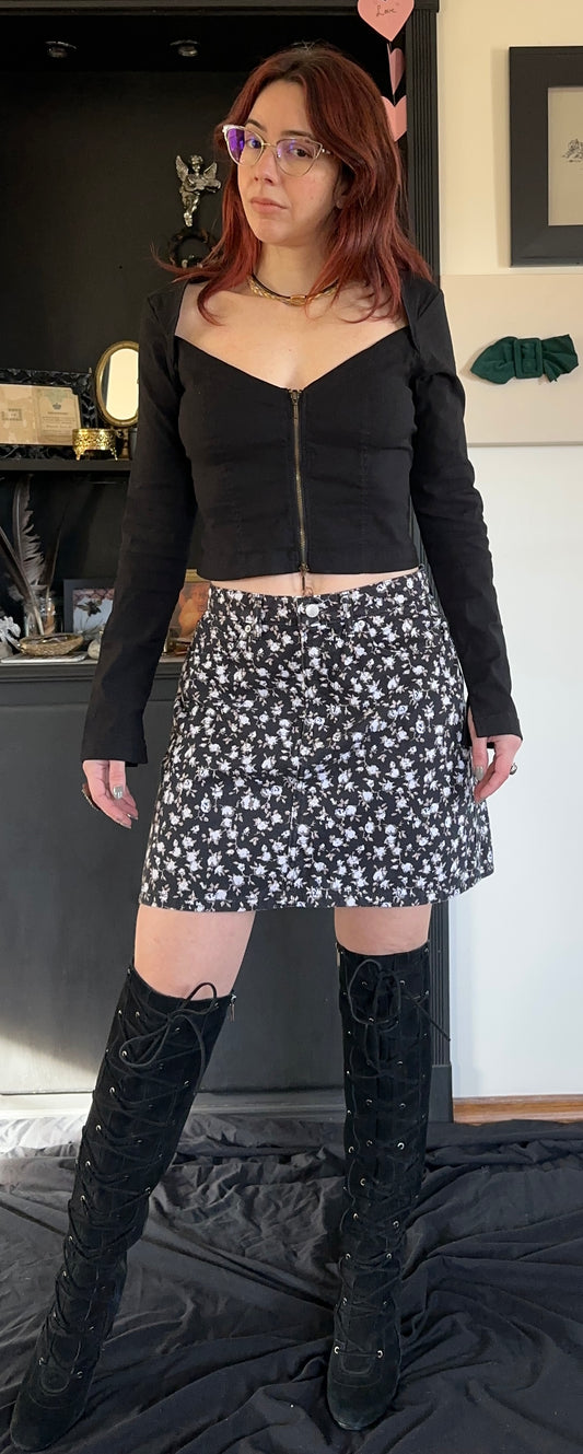 Calvin Klein Floral Denim Skirt SZ 28/30