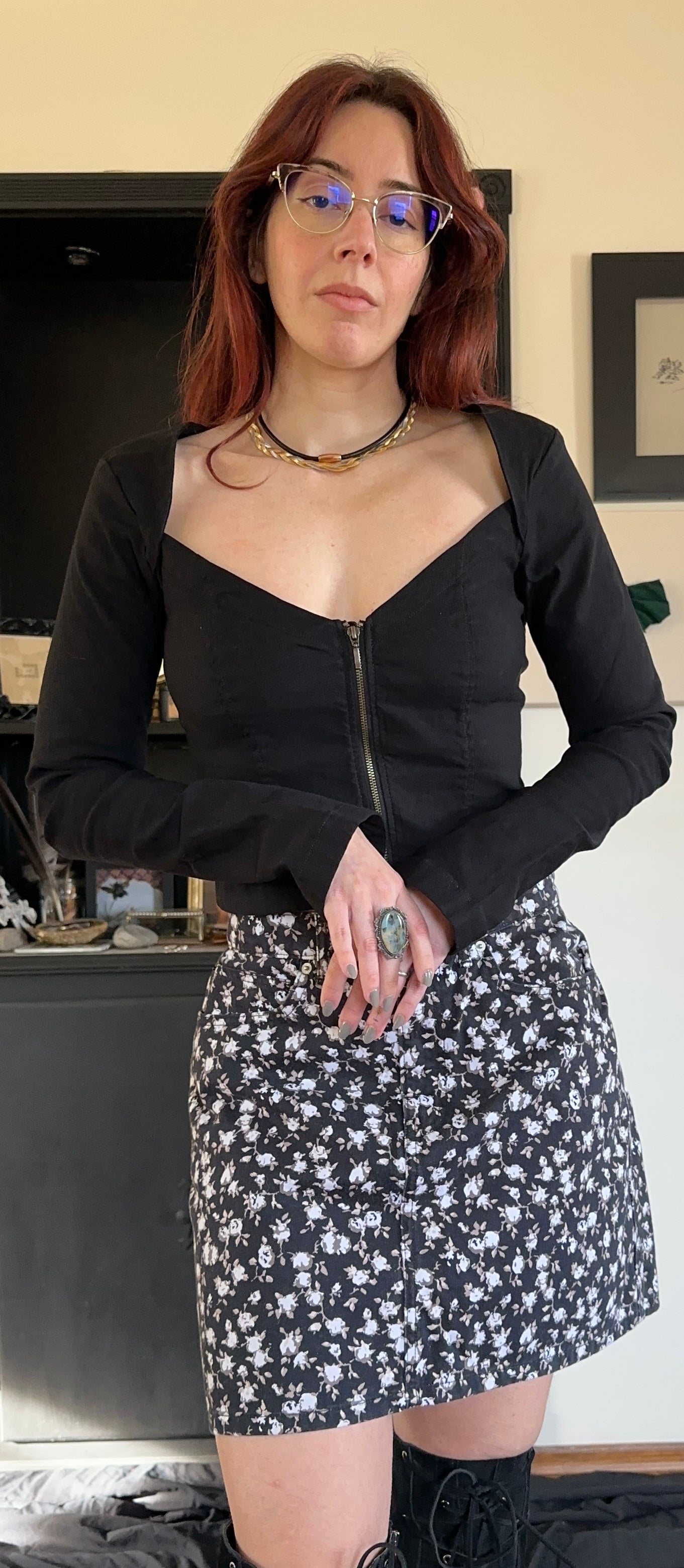 Zip Front Bodice Top S