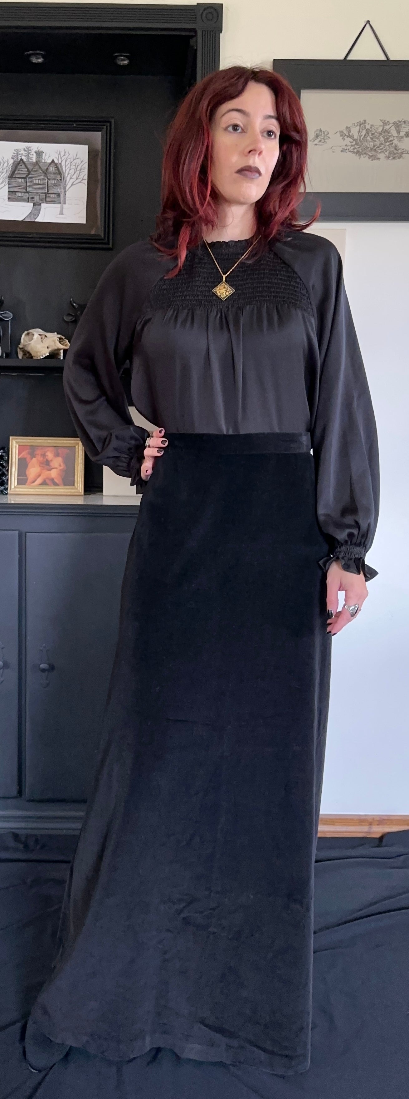 Jessica's Gunnies Velvet Maxi Skirt SZ 9