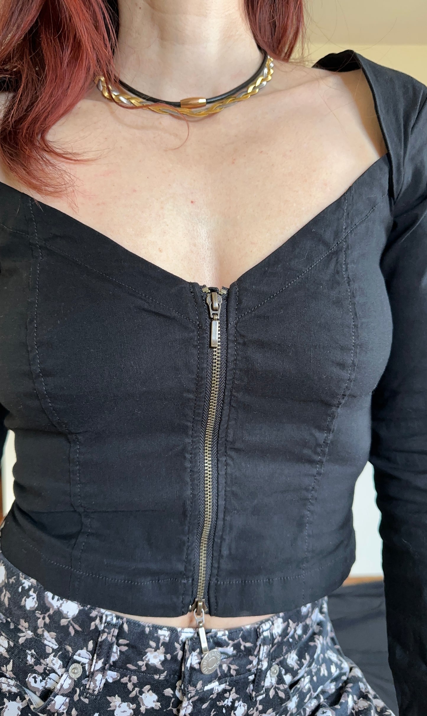 Zip Front Bodice Top S