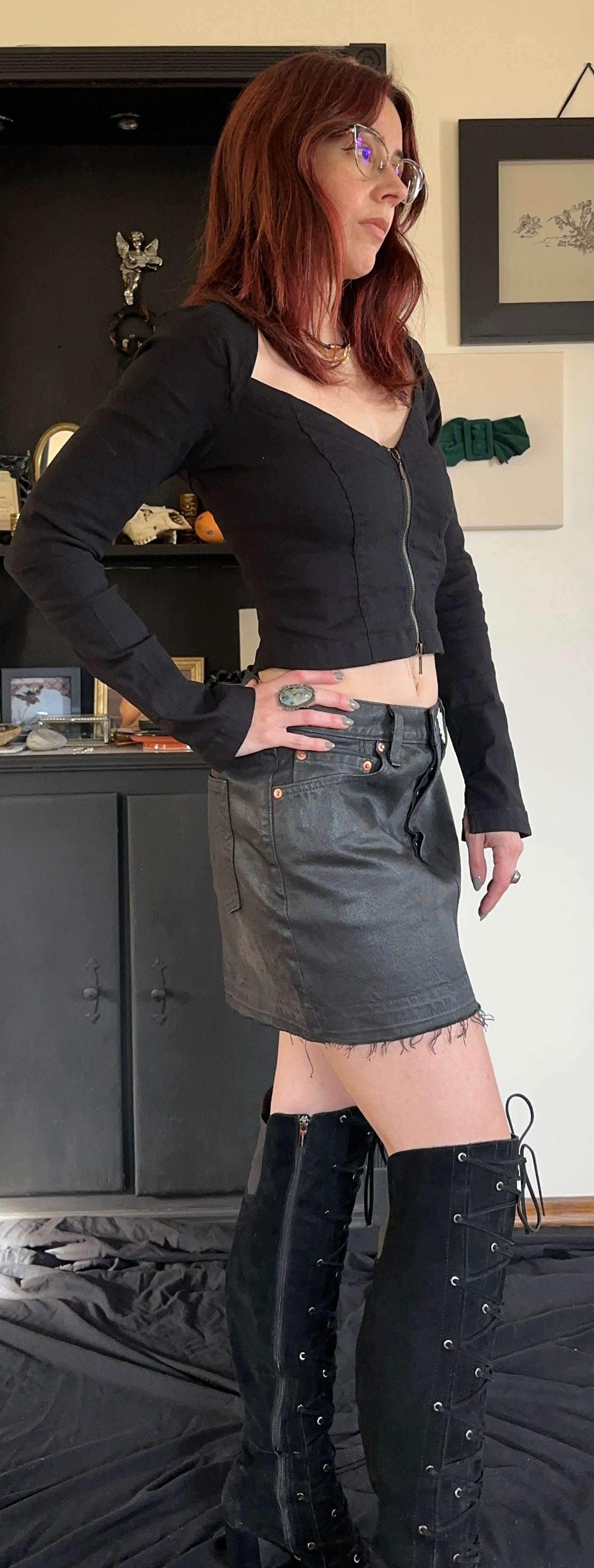 Levi's Coated Denim Mini Skirt SZ 27/28