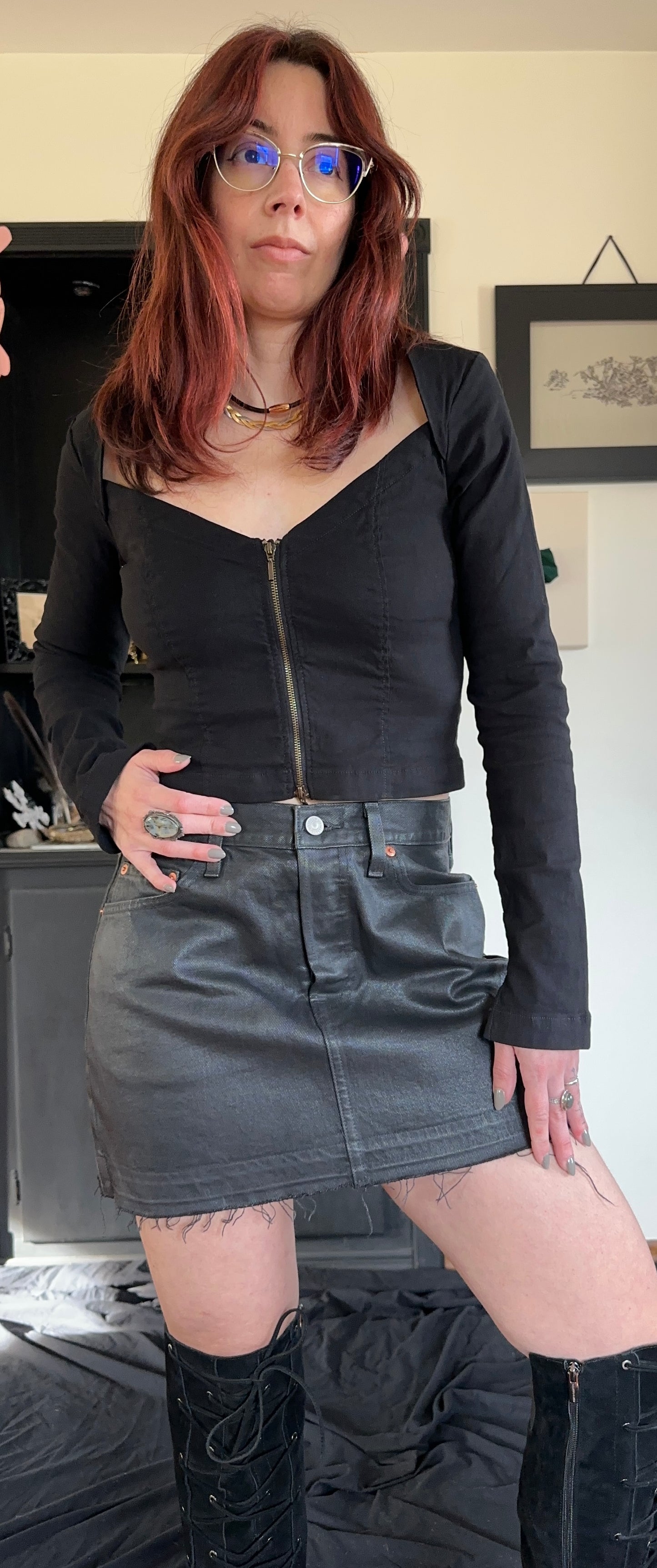 Levi's Coated Denim Mini Skirt SZ 27/28