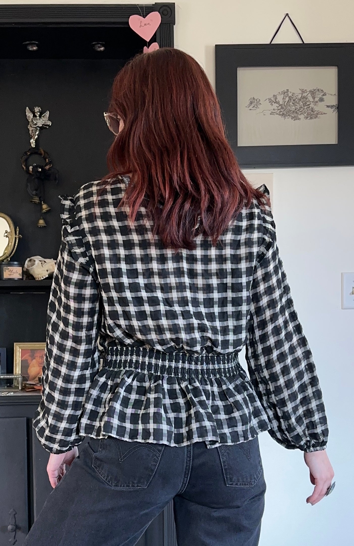 Sheer Plaid Prairie Goth Top SZ 8/10