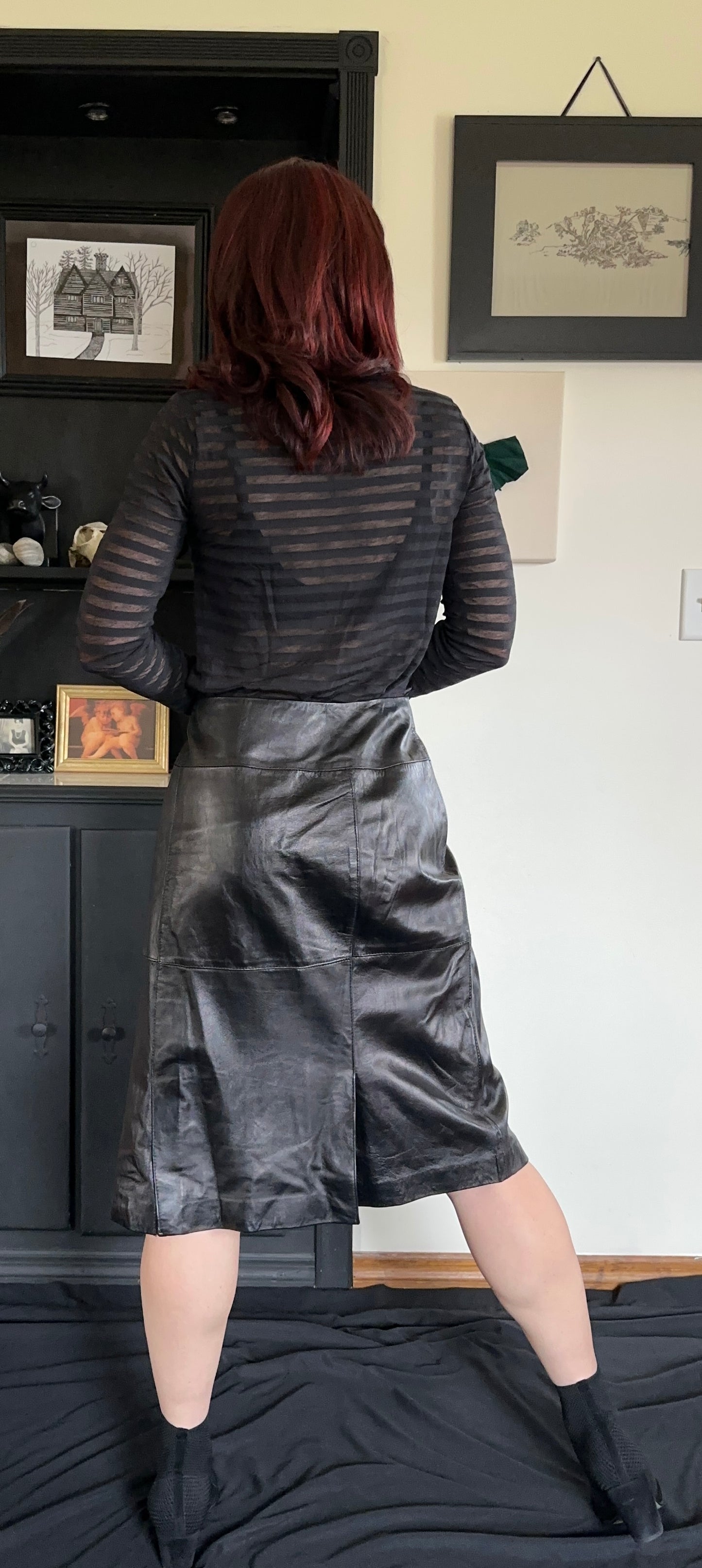 Leather Midi Skirt XL