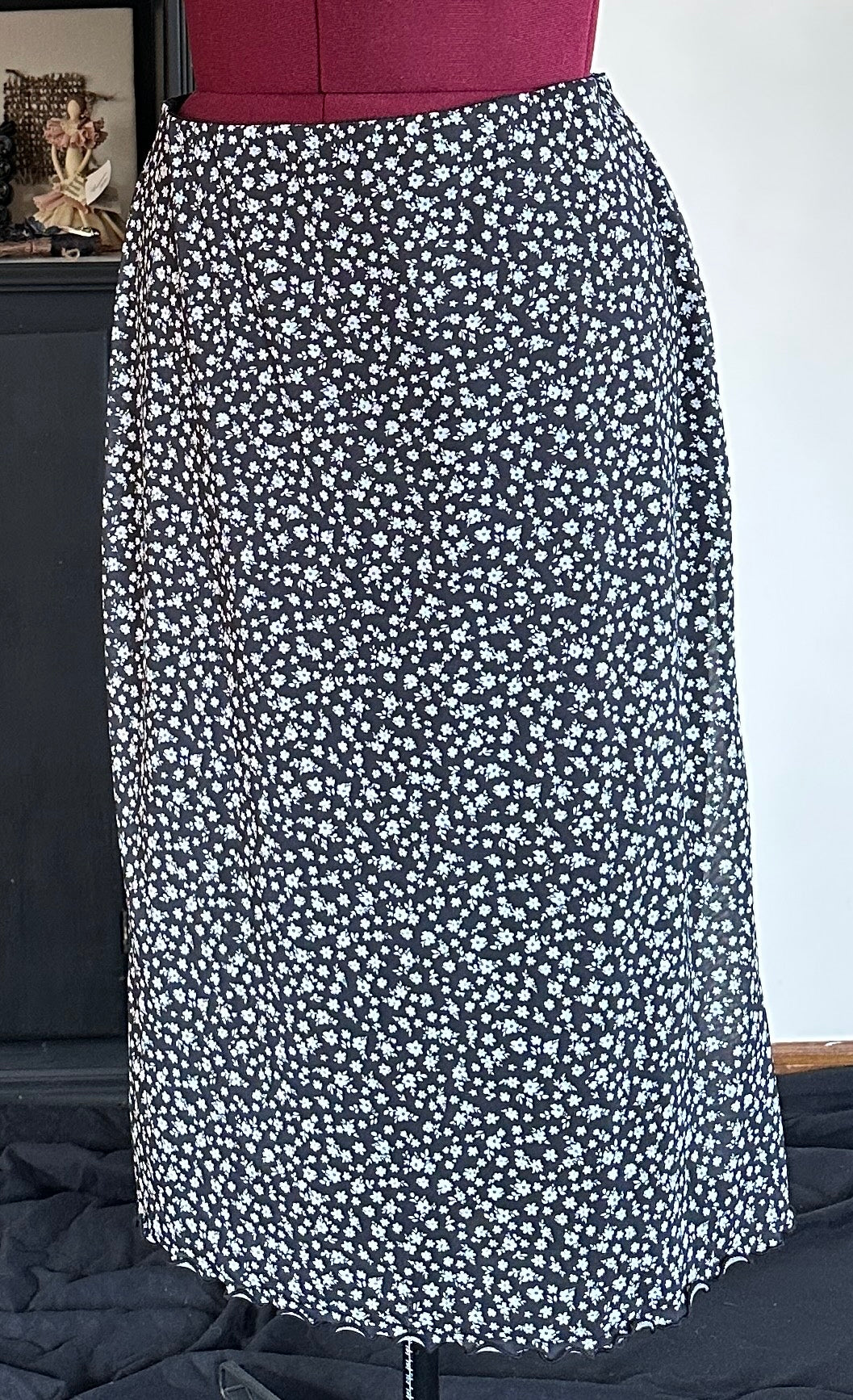 90s Mesh Floral Midi Skirt 1X