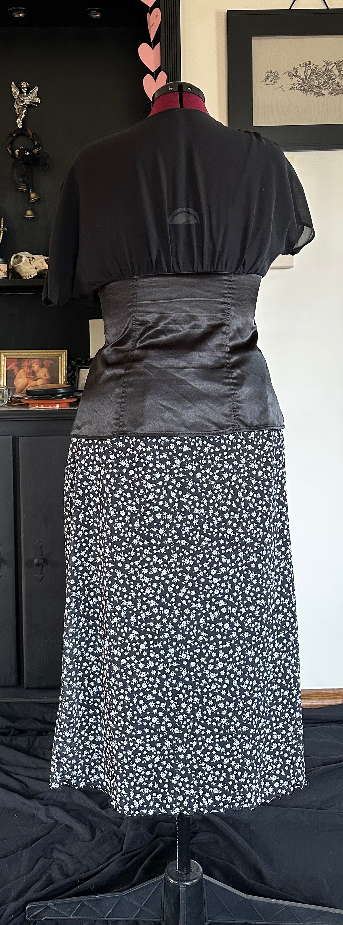90s Mesh Floral Midi Skirt 1X